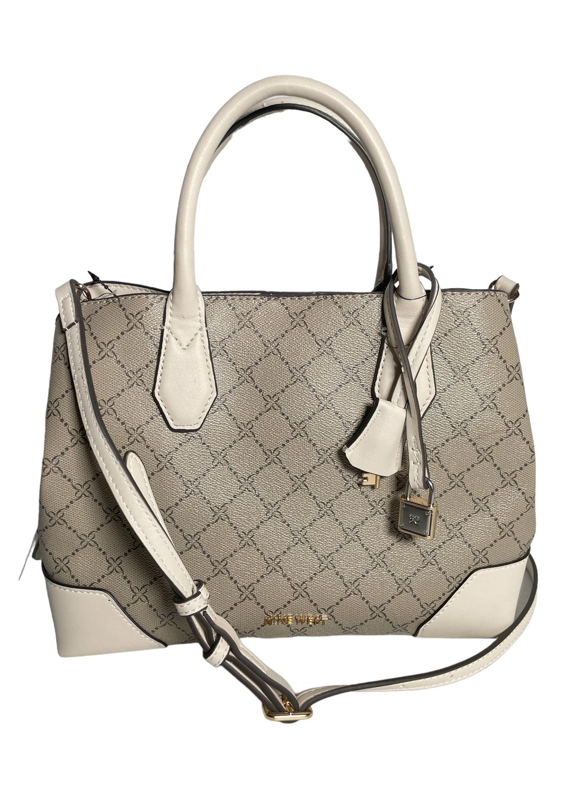 Bolsa de Mano Nine West Gris con Asa Blanca